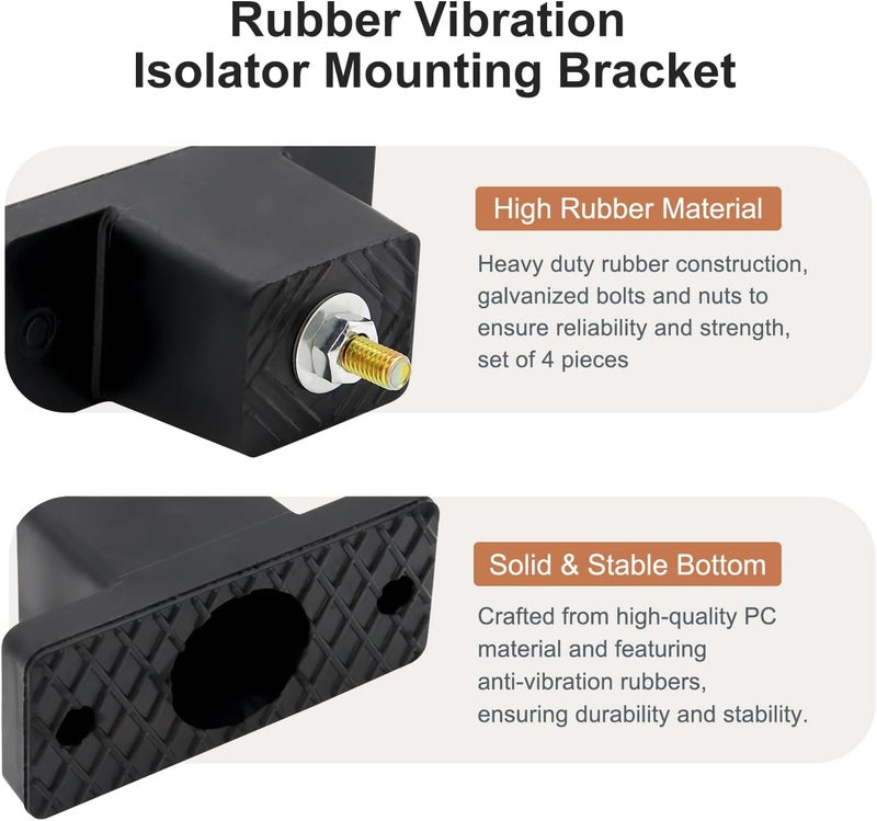 Powswopx Rubber Vibration Isolator Mounting Bracket for Outdoor Ductless Mini Split Air Conditioner Condensers - 4 Pack Air Conditioner Mounting Bracket - Image 3
